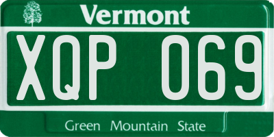 VT license plate XQP069