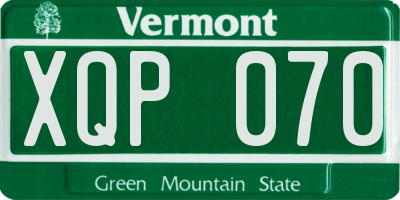 VT license plate XQP070