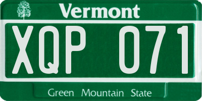 VT license plate XQP071