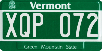 VT license plate XQP072