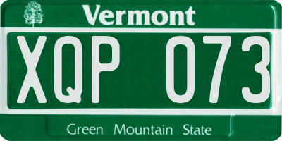 VT license plate XQP073