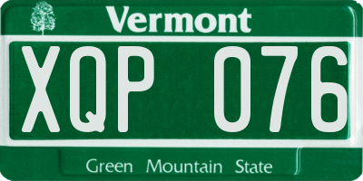 VT license plate XQP076