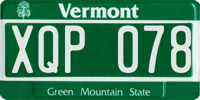 VT license plate XQP078