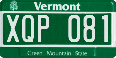 VT license plate XQP081