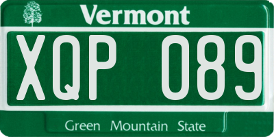 VT license plate XQP089
