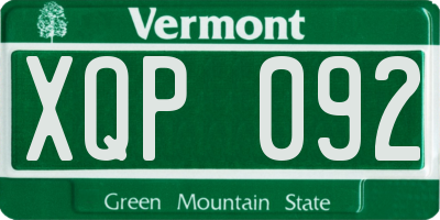 VT license plate XQP092
