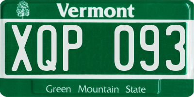 VT license plate XQP093