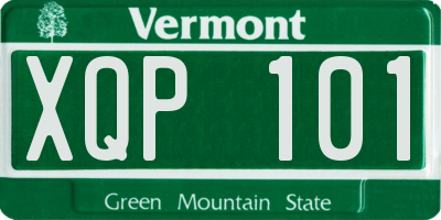 VT license plate XQP101