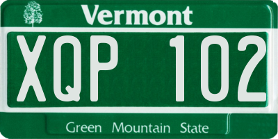 VT license plate XQP102