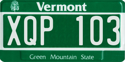 VT license plate XQP103