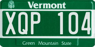 VT license plate XQP104
