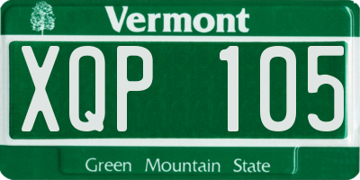 VT license plate XQP105