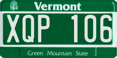 VT license plate XQP106