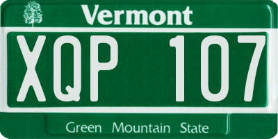 VT license plate XQP107