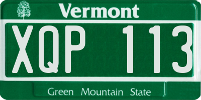 VT license plate XQP113