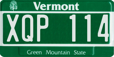VT license plate XQP114