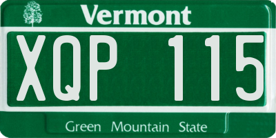 VT license plate XQP115