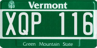 VT license plate XQP116