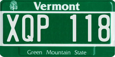 VT license plate XQP118