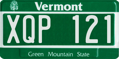 VT license plate XQP121