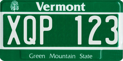 VT license plate XQP123