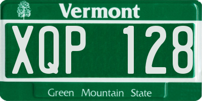 VT license plate XQP128