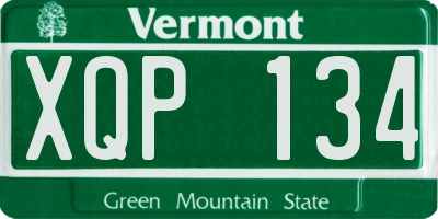 VT license plate XQP134