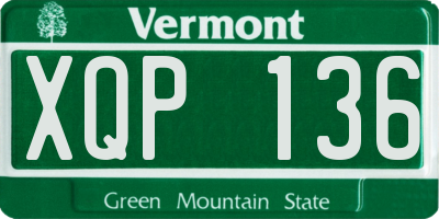 VT license plate XQP136