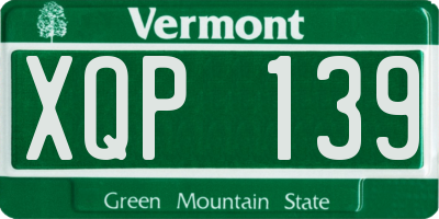 VT license plate XQP139