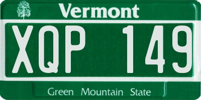 VT license plate XQP149