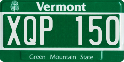 VT license plate XQP150