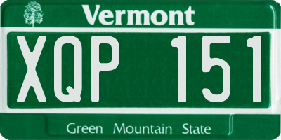 VT license plate XQP151