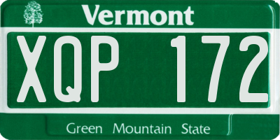 VT license plate XQP172