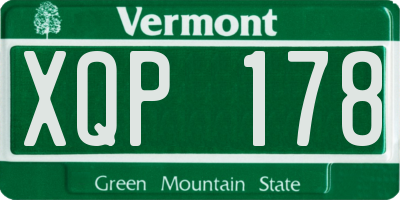 VT license plate XQP178