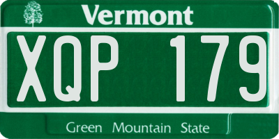 VT license plate XQP179