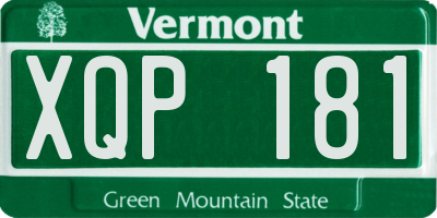 VT license plate XQP181