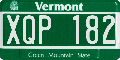 VT license plate XQP182