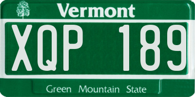 VT license plate XQP189