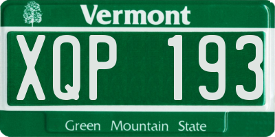 VT license plate XQP193