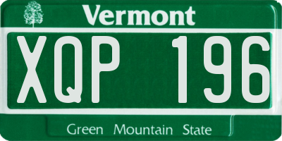 VT license plate XQP196