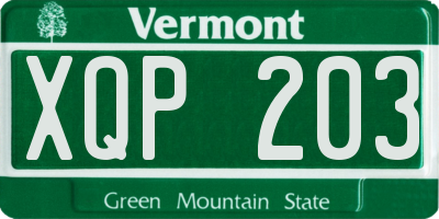 VT license plate XQP203