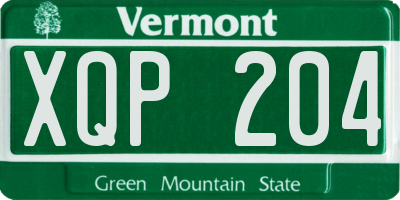VT license plate XQP204