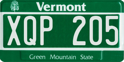 VT license plate XQP205