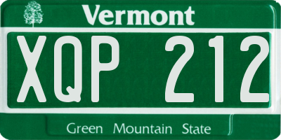 VT license plate XQP212
