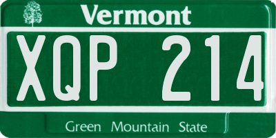 VT license plate XQP214