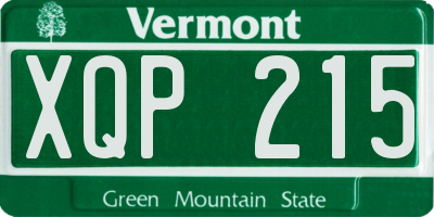 VT license plate XQP215