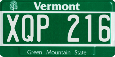 VT license plate XQP216