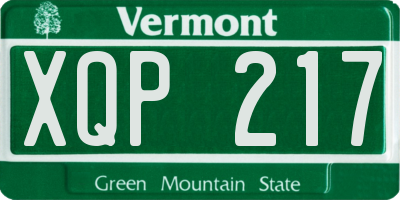 VT license plate XQP217