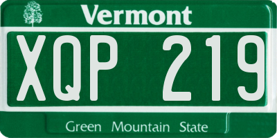 VT license plate XQP219