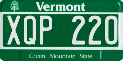 VT license plate XQP220